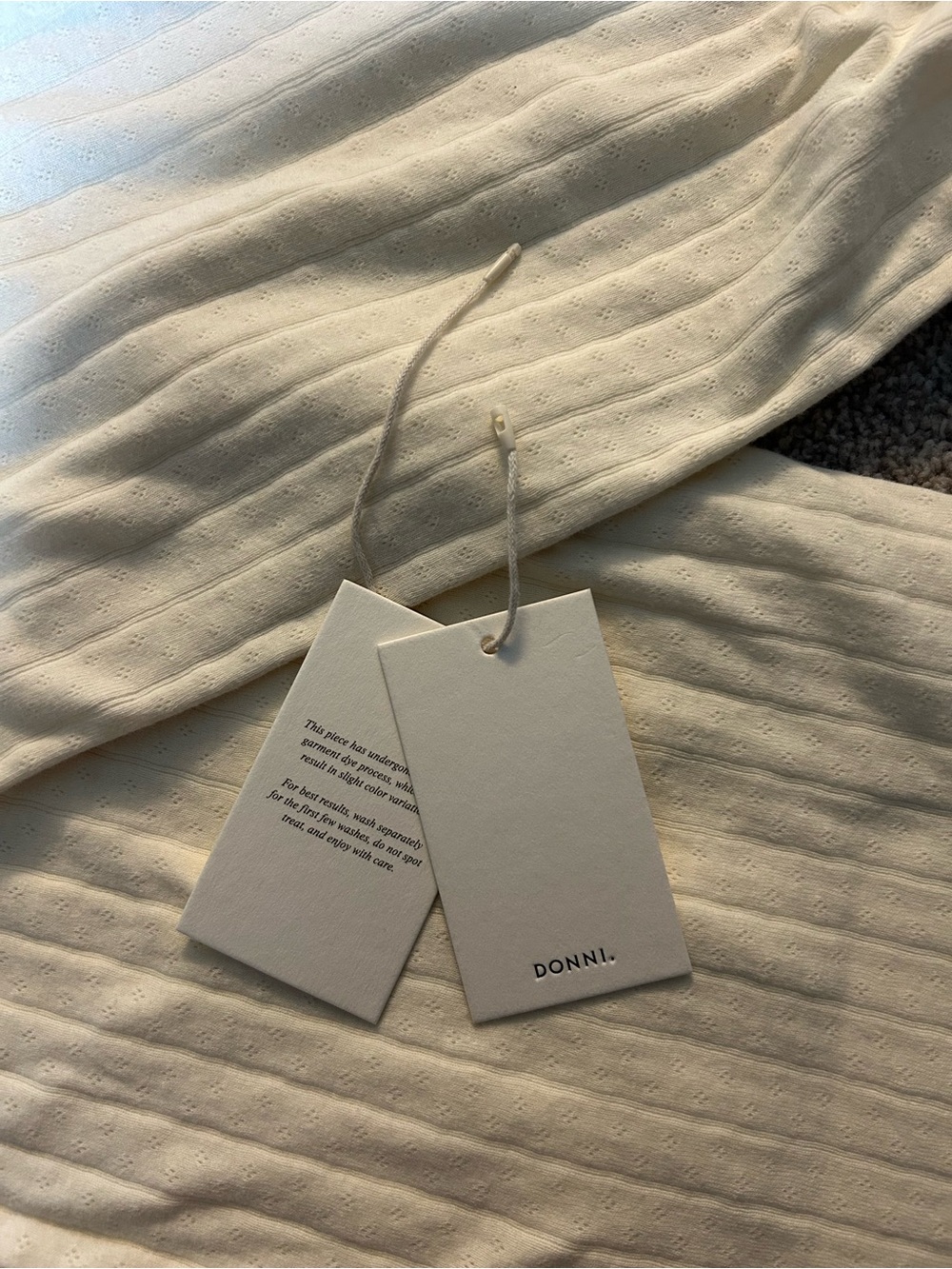 Donni NWOT Cream Pointelle Simple Crop Pant - Picture 4 of 4